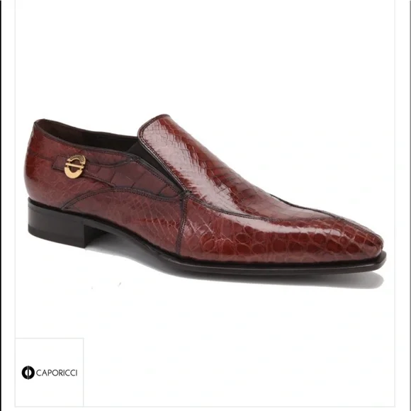 Caporicci 203 Alligator Split Toe Loafers Gold